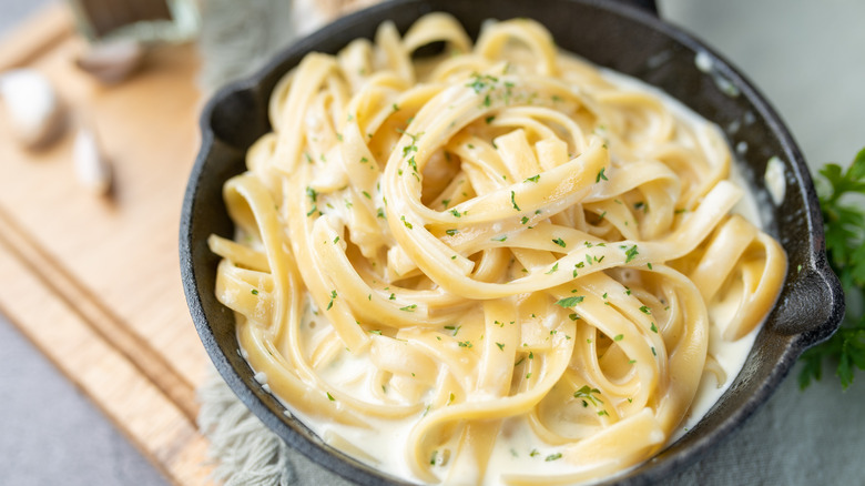 Bowl of fettuccine alfredo