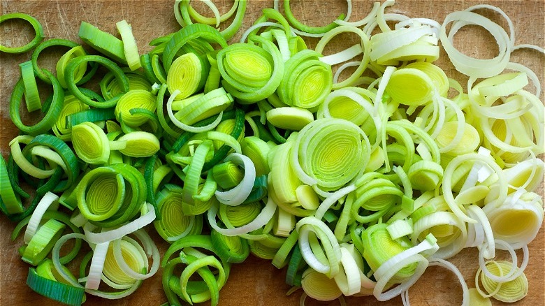 Sliced leeks 