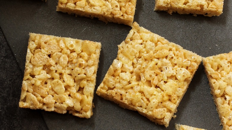 closeup of rice krispie treats