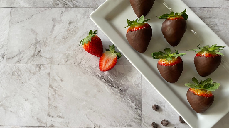 Tray of chocolate covered strawberries