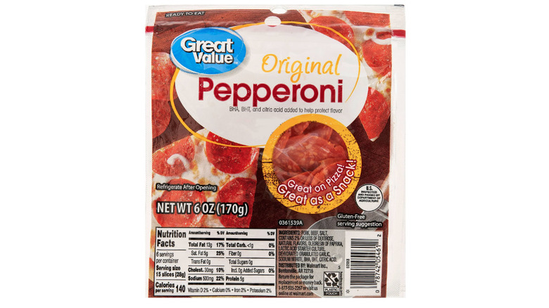 package of great value pepperoni