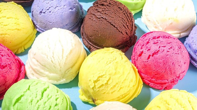 Colored ice cream scoops