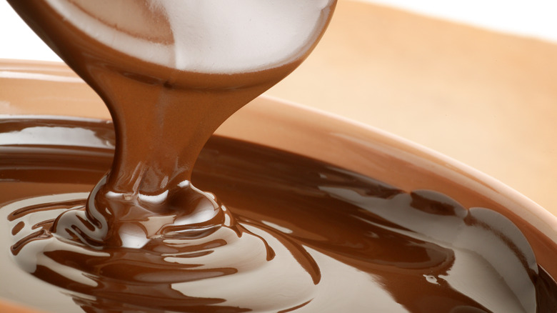 Pouring melted chocolate