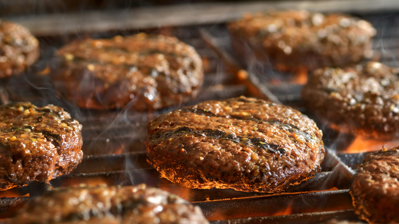 Burger patties on the grill