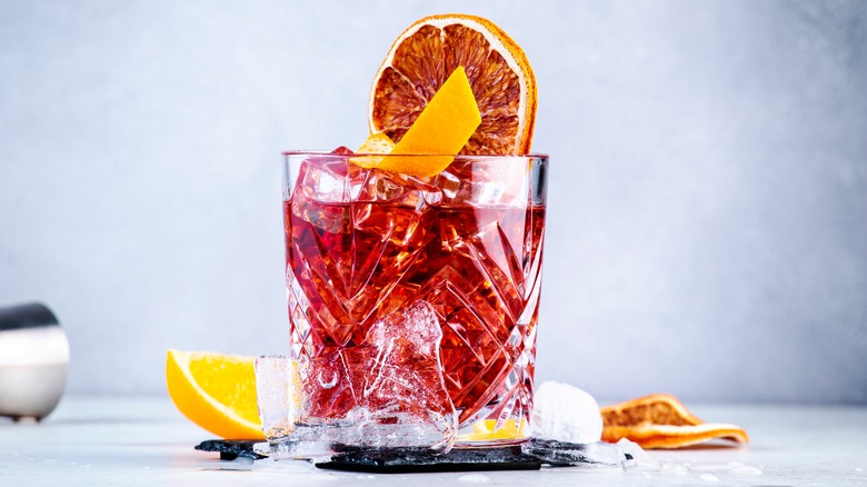 Negroni with orange garnish