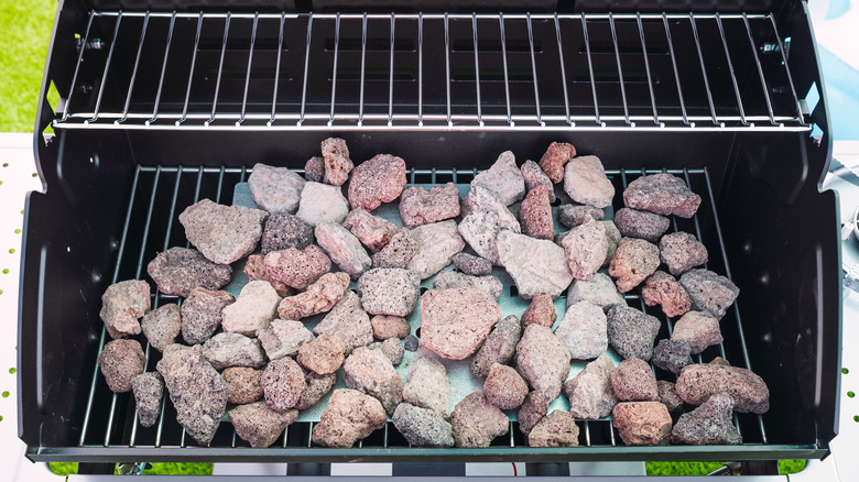 Lava rocks on gas grill