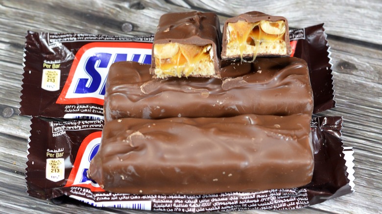 Open Snickers bar