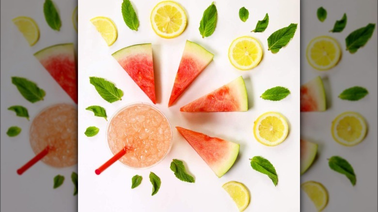 Watermelon slices and lemonade 