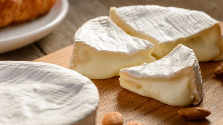 Pieces of soft camembert