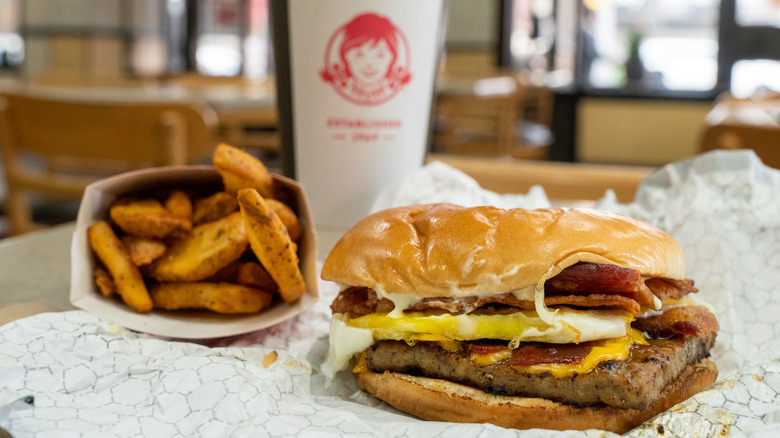 Wendy's breakfast baconator with potatoes