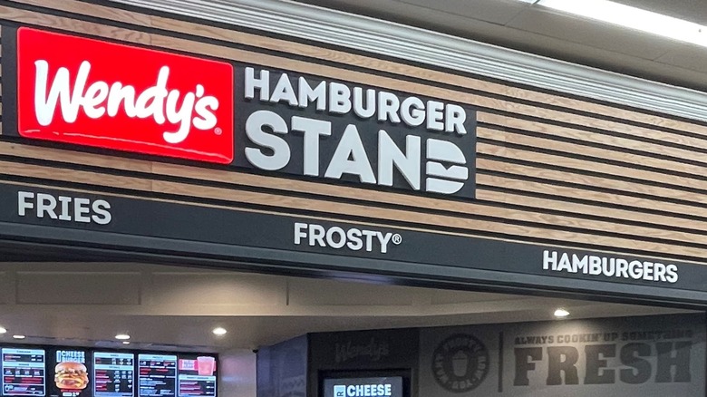 Sign identifying Wendy's Hamburger Stand