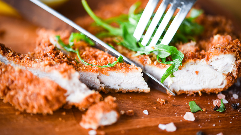 sliced pork fried in panko