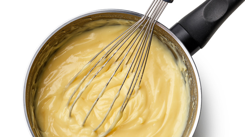 Whisking custard in a pot