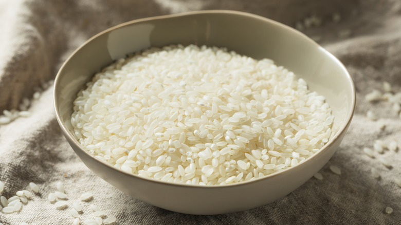 Bowl of uncooked Texmati rice