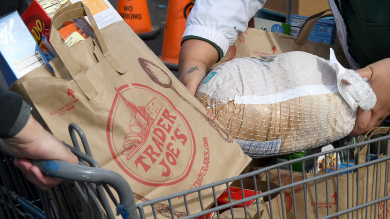 Trader Joe's groceries in brown bags