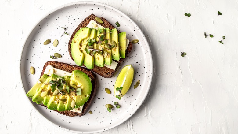 Avocado toast on whole grain bread