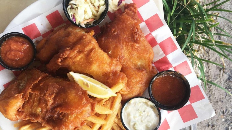 Fish and chips at Aruba Beach Cafe