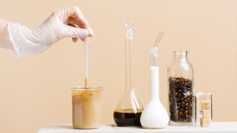 chemistry flasks test tube coffee ingredients