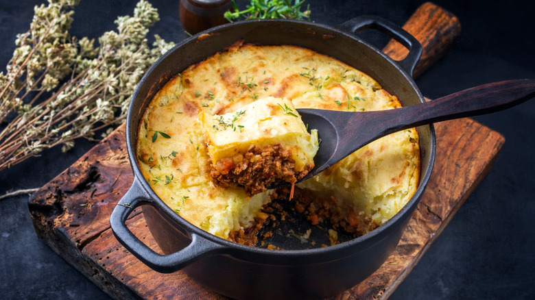 Shepherd's pie on a board