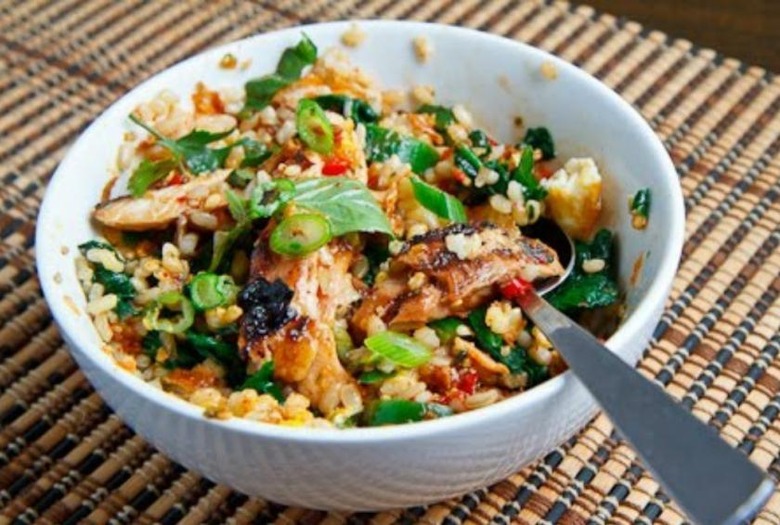 Spicy White Basmati Rice Bowl With Chicken and Veggies