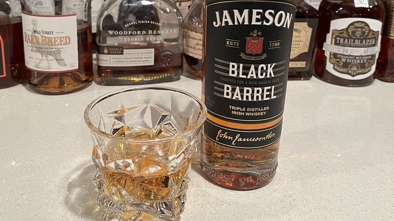 Jameson Black glass and bottle