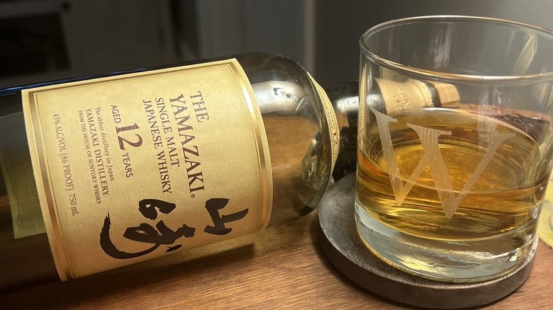 bottle and glass of Yamazaki