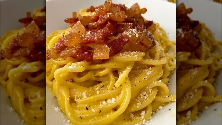 A plate of Carbonara. 