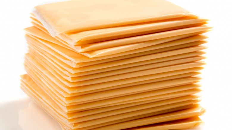 American cheese singles stacked