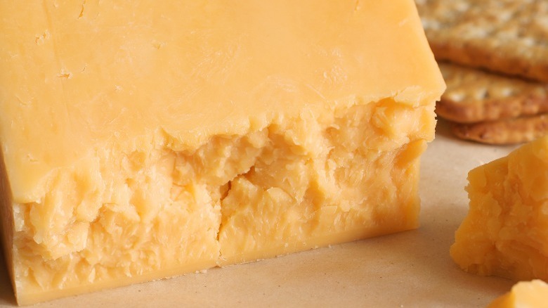 Double Gloucester cheese served