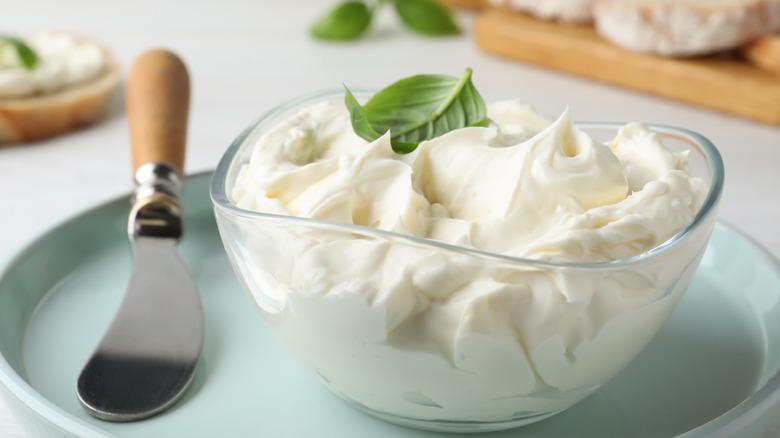 Cream cheese in bowl