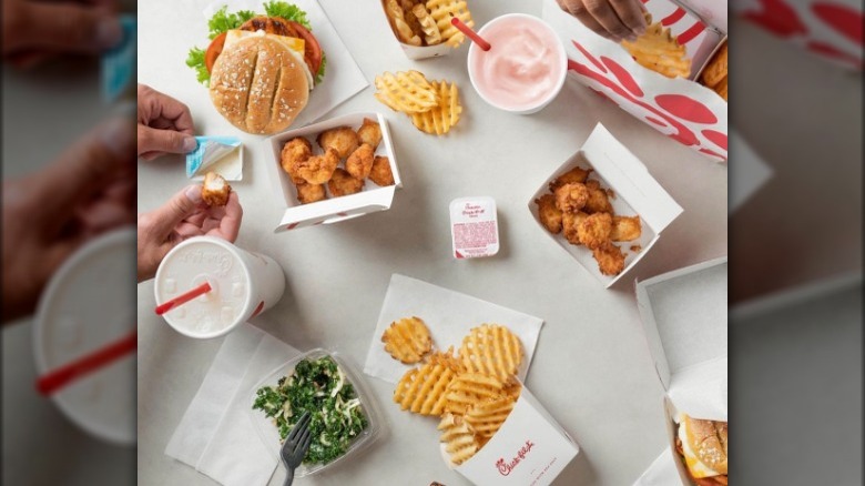 Chick-fil-A food on white table