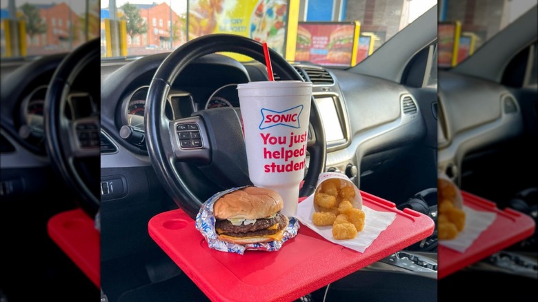 Sonic Drive-In meal in car