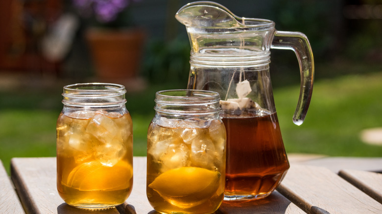 Sweet tea pitcher and glasses