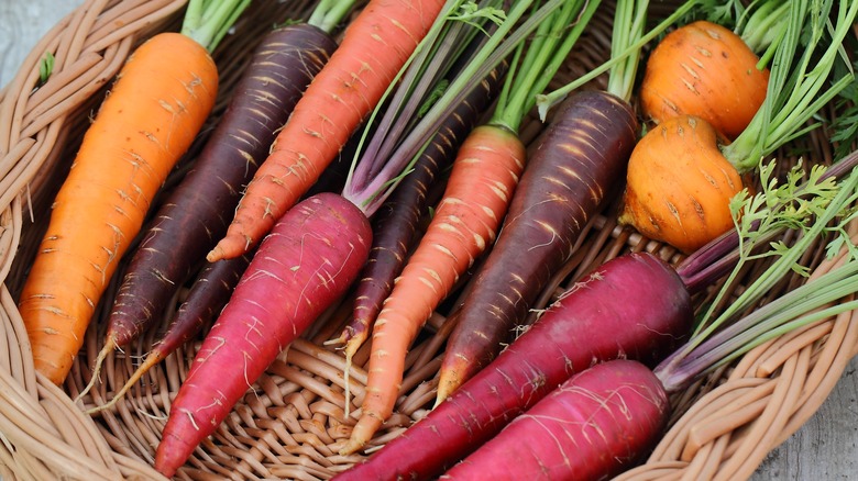 assorted basket of carrots