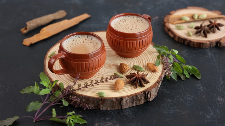 cups of chai with spices