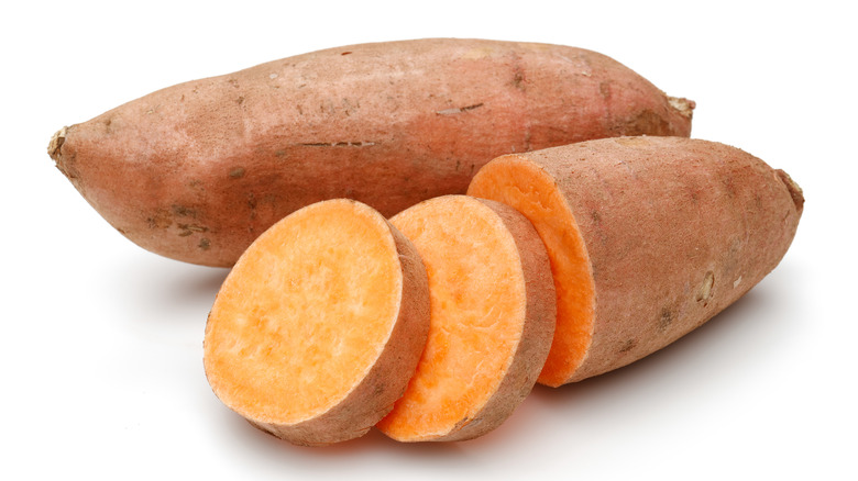 Slice and whole sweet potatoes