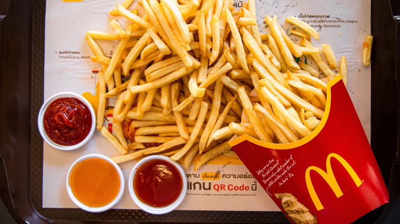 McDonald's fries with ketchup and sauce