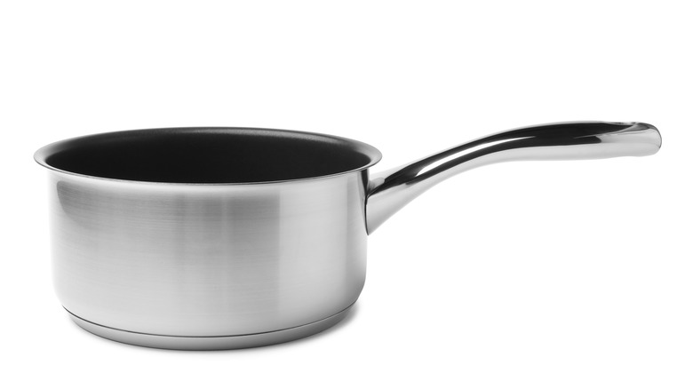 Shiny steel saucepan