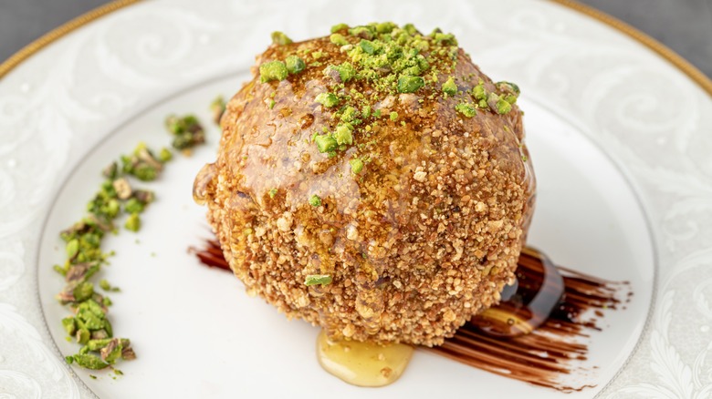 Fried ice cream on a plate