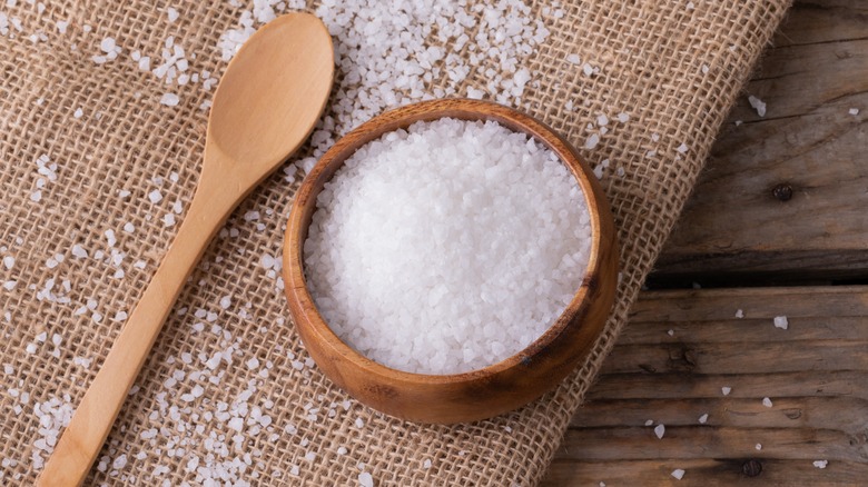 white rock salt in bowl