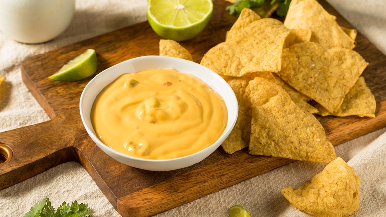 tortilla chips and queso dip