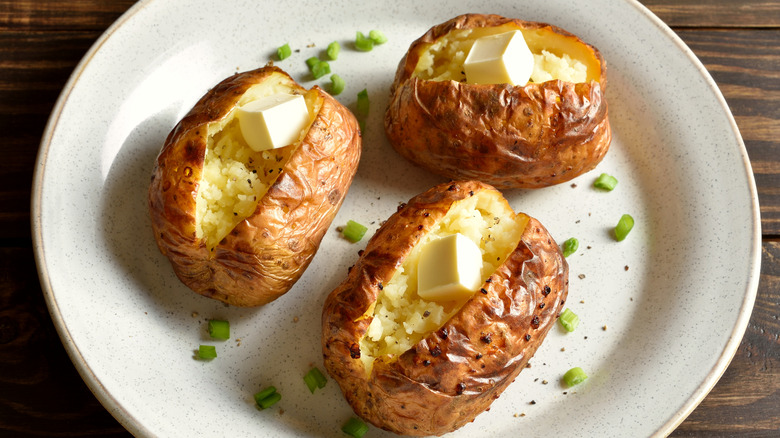 Plate of baked potatoes