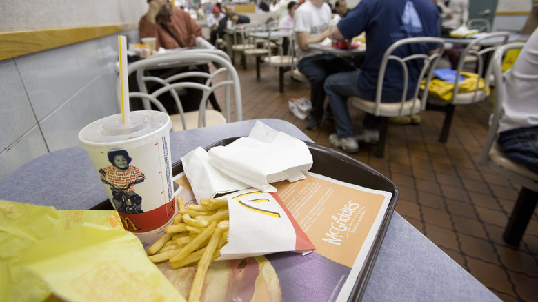 Mcdonald's tray at restaurant