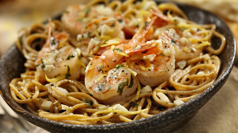 Grilled shrimp and pasta