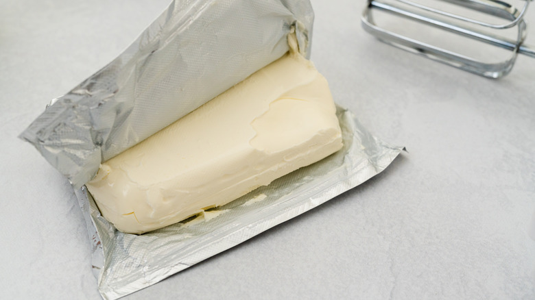 cream cheese block in wrapper