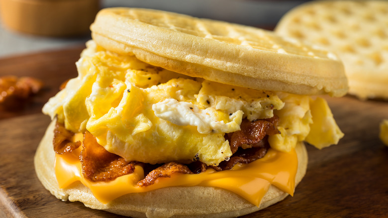 toaster waffle breakfast sandwich