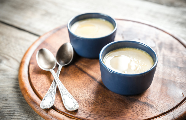 Caramel Pots de Crème with Honey Sauce