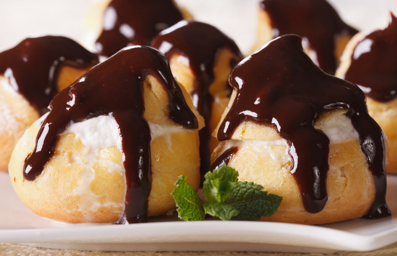 Chocolate Cream Puffs with Salted Caramel Custard Filling