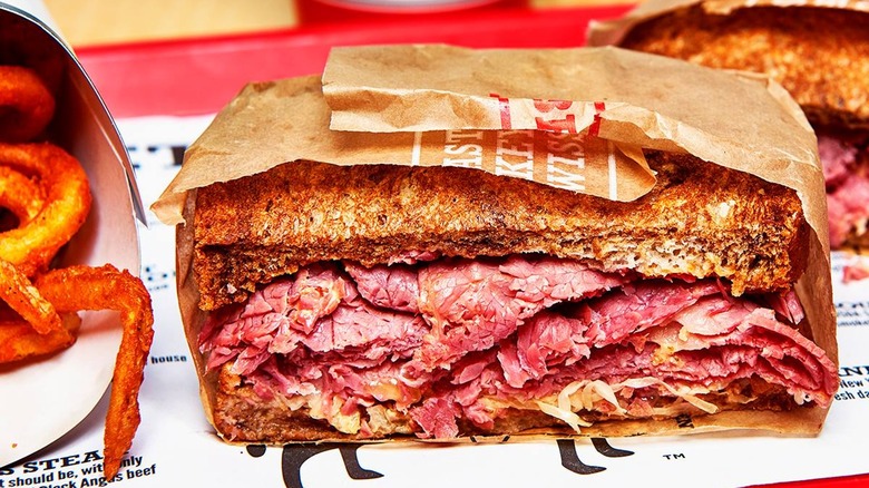 Arby's Reuben sandwich on tray