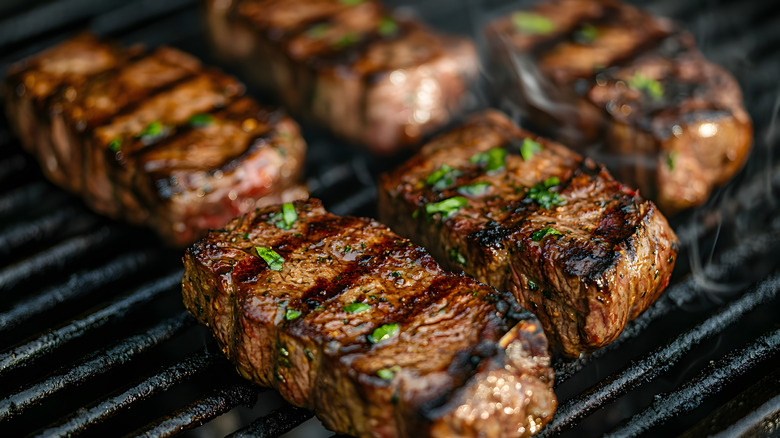 steak on a char grill